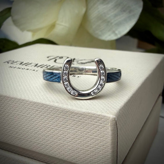 .925 Sterling Silver Horse Shoe Crystal Ring