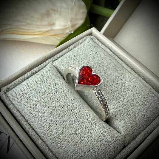 Crystal Heart Memorial Ring
