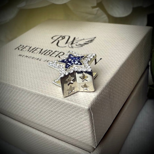 Sterling Silver Crystal Star Bracelet Memorial Charm