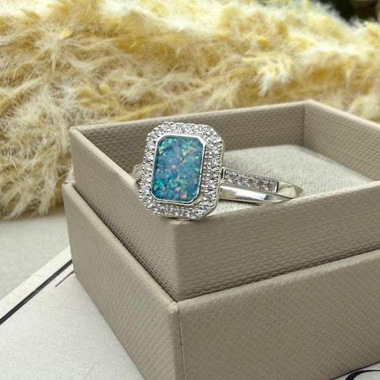 Sterling Silver Crystal Rectangle Memorial Ring