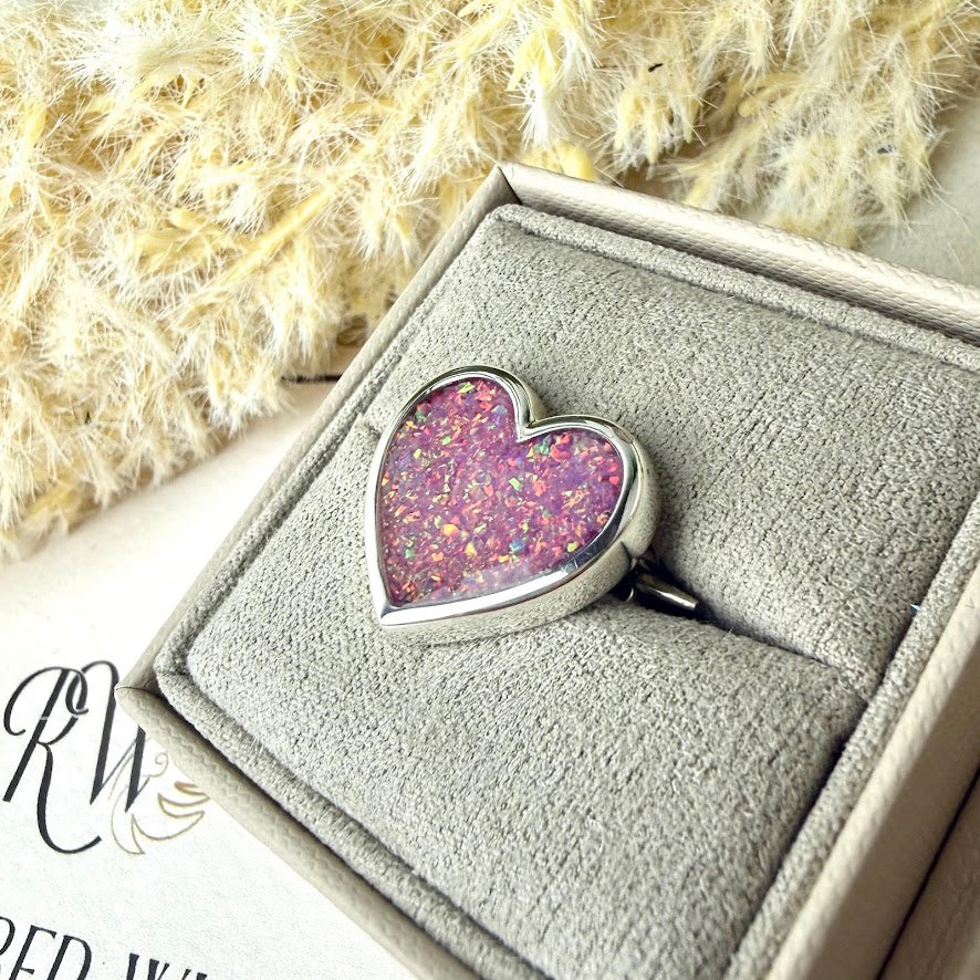 Sterling Silver Heart Memorial Brooch