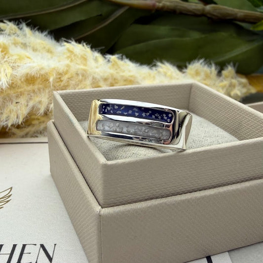 Sterling Silver 8mm Double Channel Memorial Ring