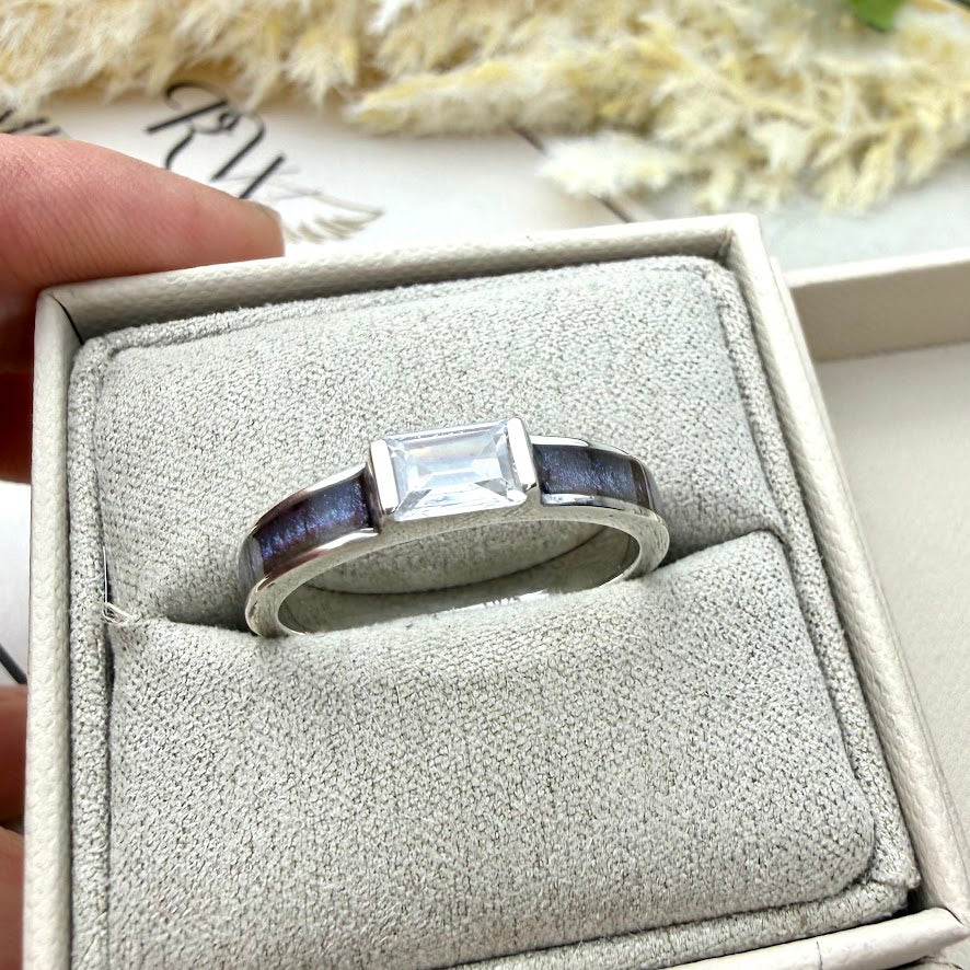 Sterling Silver Baguette Memorial Ring