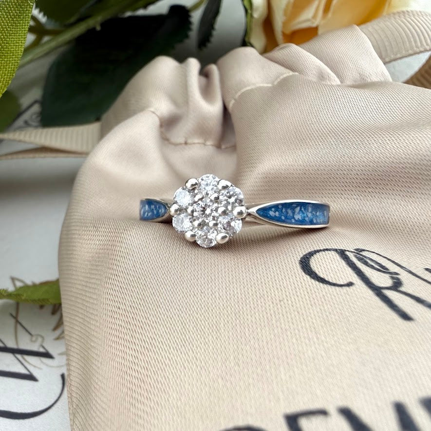 Sterling Silver Crystal Cluster Memorial Ring