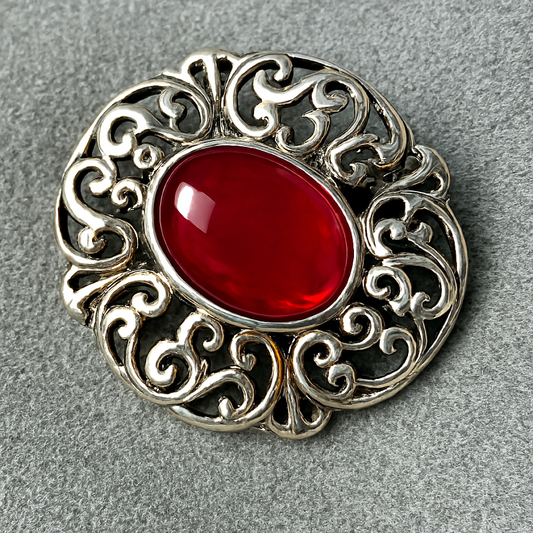 Sterling Silver Vintage Flower Memorial Brooch / Pin