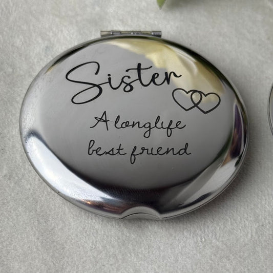 Engraved Stainless Keepsake Compact Mirror