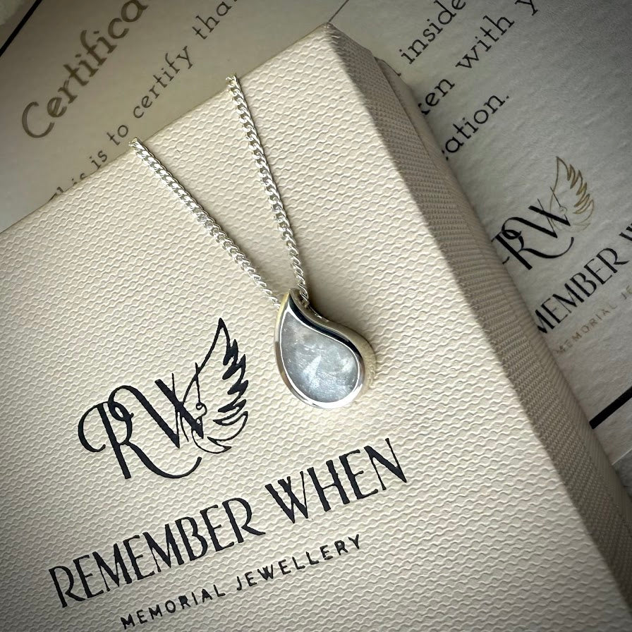 Sterling Silver Petite Floating Teardrop Memorial Pendant