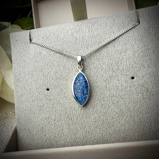 Sterling Silver Marquise Memorial Pendant