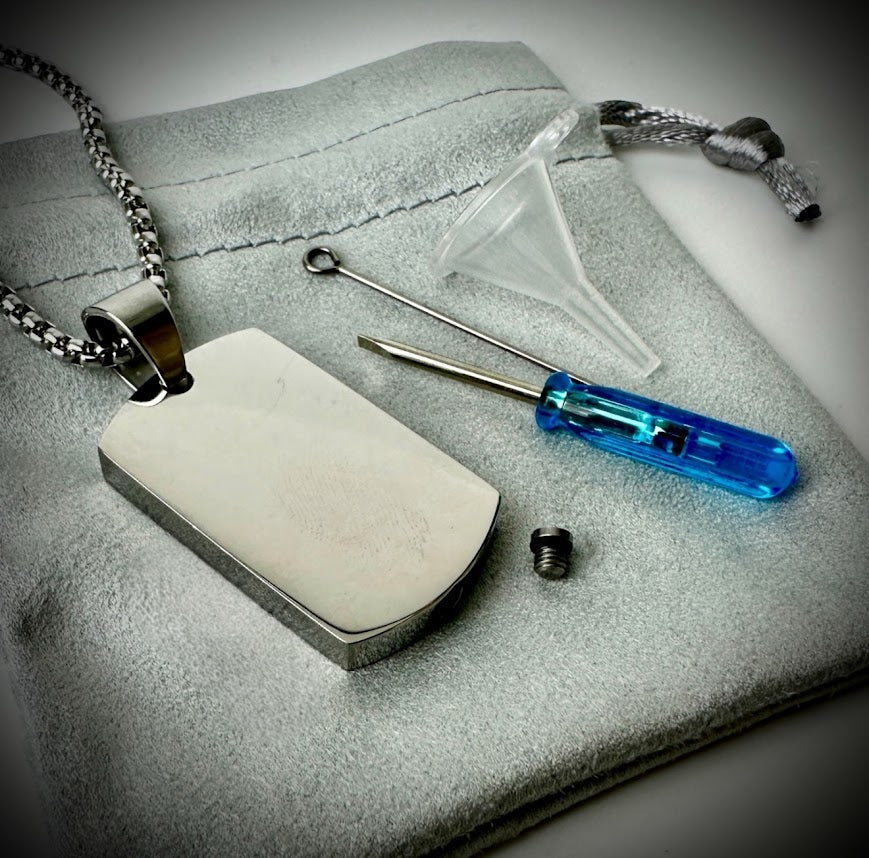 Self Fill Dog Tag Urn Memorial Pendant