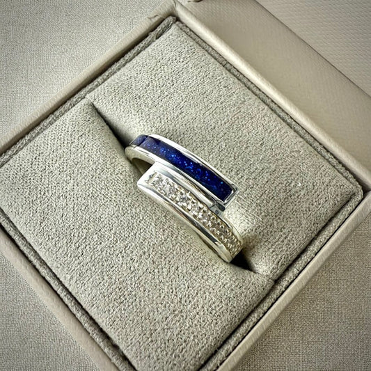 Sterling Silver Crystal Wrap Around Memorial Ring