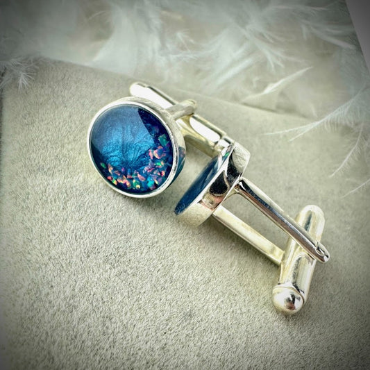 Sterling Silver Round Memorial Cufflinks