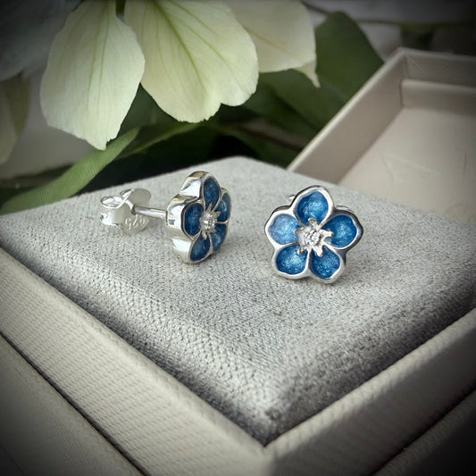Sterling Silver Forget me Not/Flower Stud Memorial Earrings