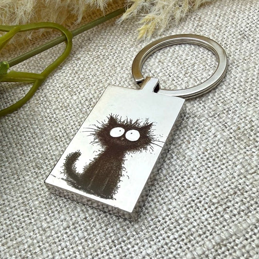 Stainless Personalised Engraved Cat Keyring