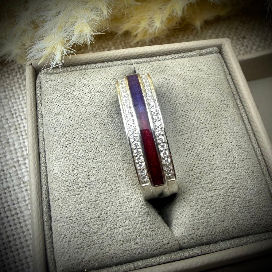Sterling Silver Crystal Channel Memorial Ring