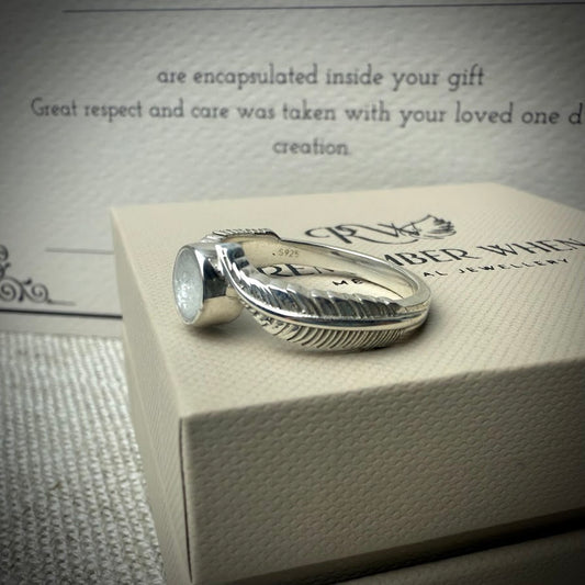 Sterling Silver Feather Memorial Ring