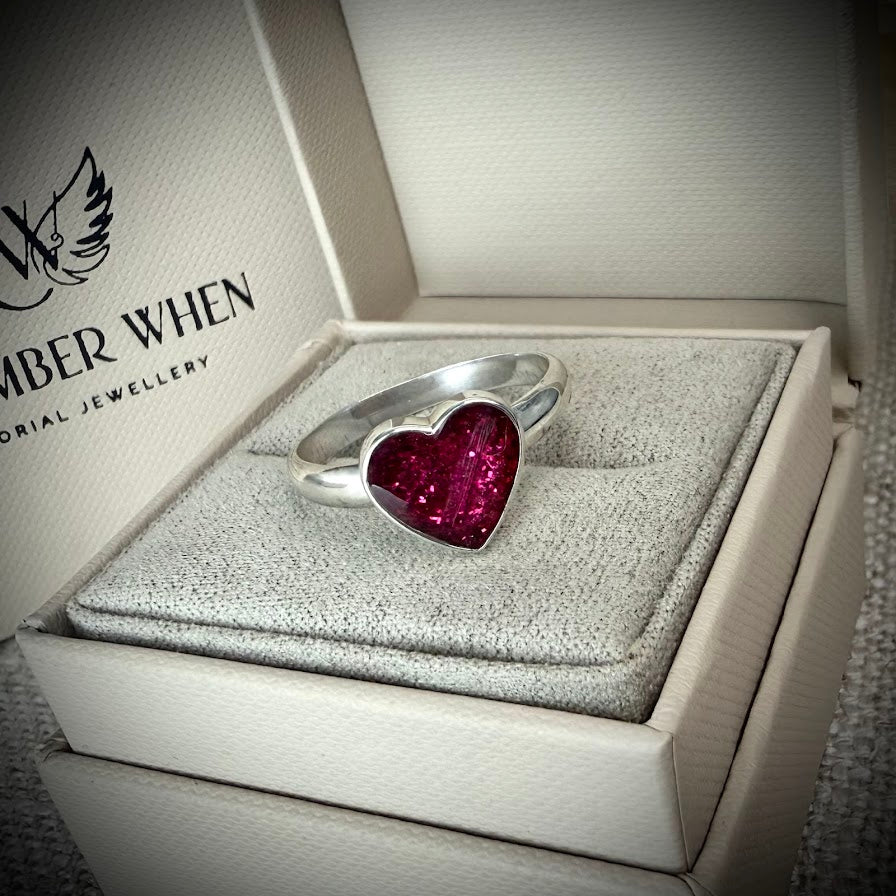 Sterling Silver Large Heart Memorial Ring