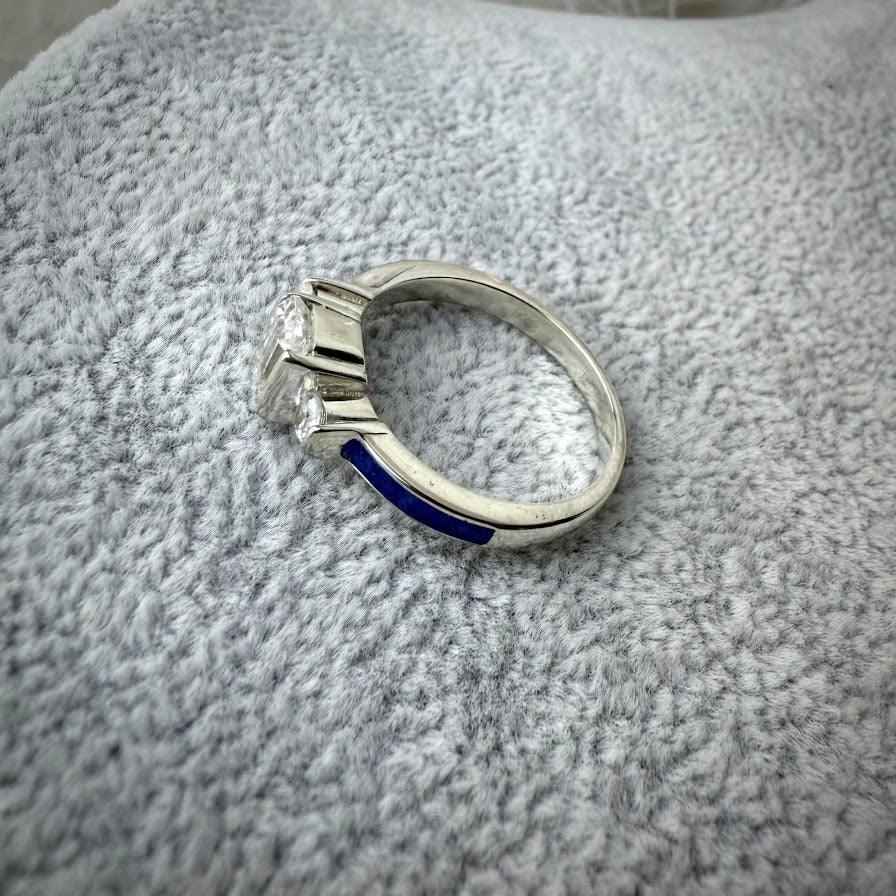 .925 Sterling Silver Emerald Cut Solitaire Memorial Ring