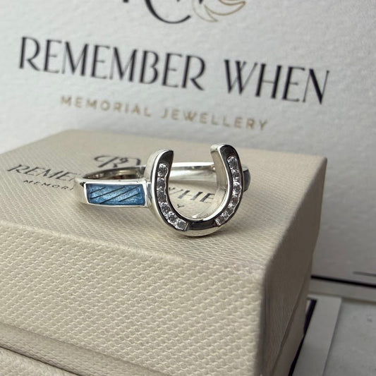 .925 Sterling Silver Horse Shoe Crystal Ring