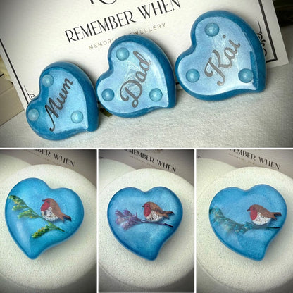 Wavy Heart Robin Memorial Pebble