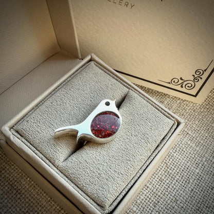Sterling Silver Classic Robin Memorial Brooch/Pin