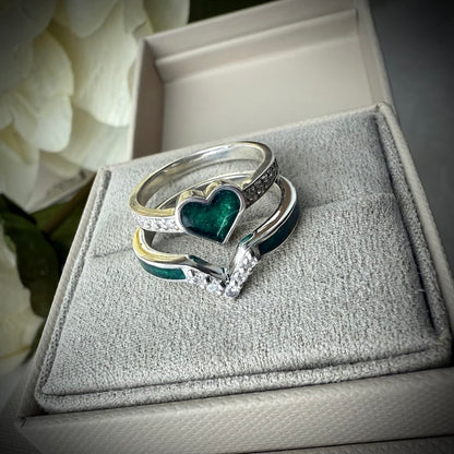 Crystal Heart Double Stacker Memorial Ring