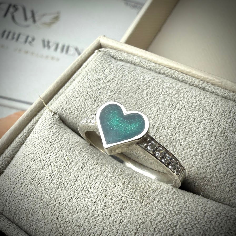 Crystal Heart Memorial Ring