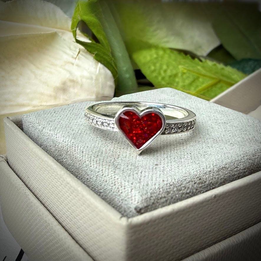 Crystal Heart Memorial Ring