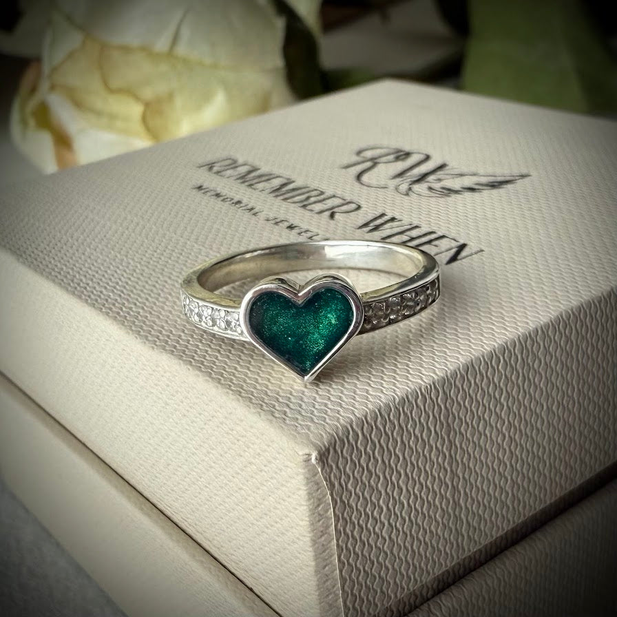 Crystal Heart Memorial Ring