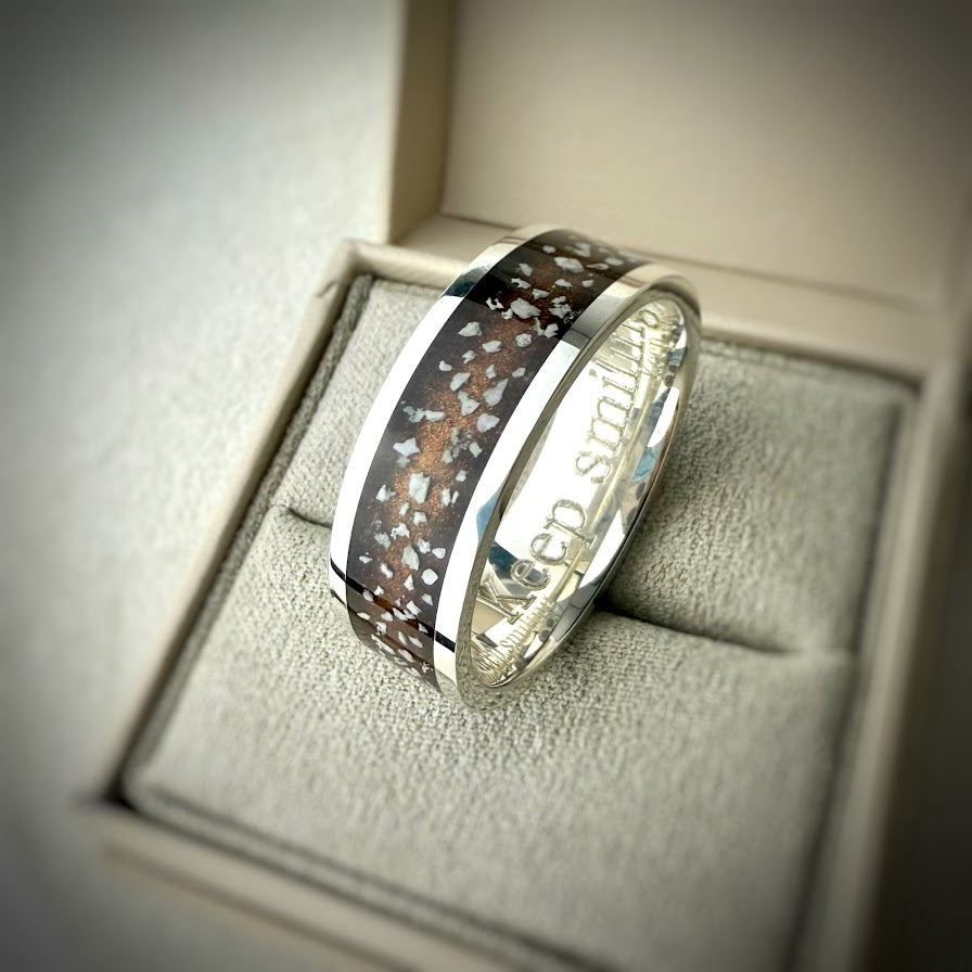 Sterling Silver 8mm Silver Channel Memorial Ring