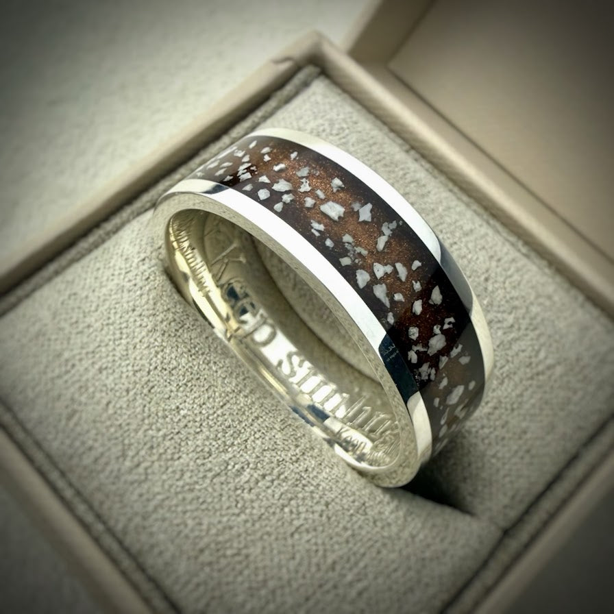 Sterling Silver 8mm Silver Channel Memorial Ring