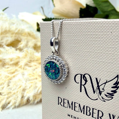Sterling Silver Crystal Halo Memorial Pendant