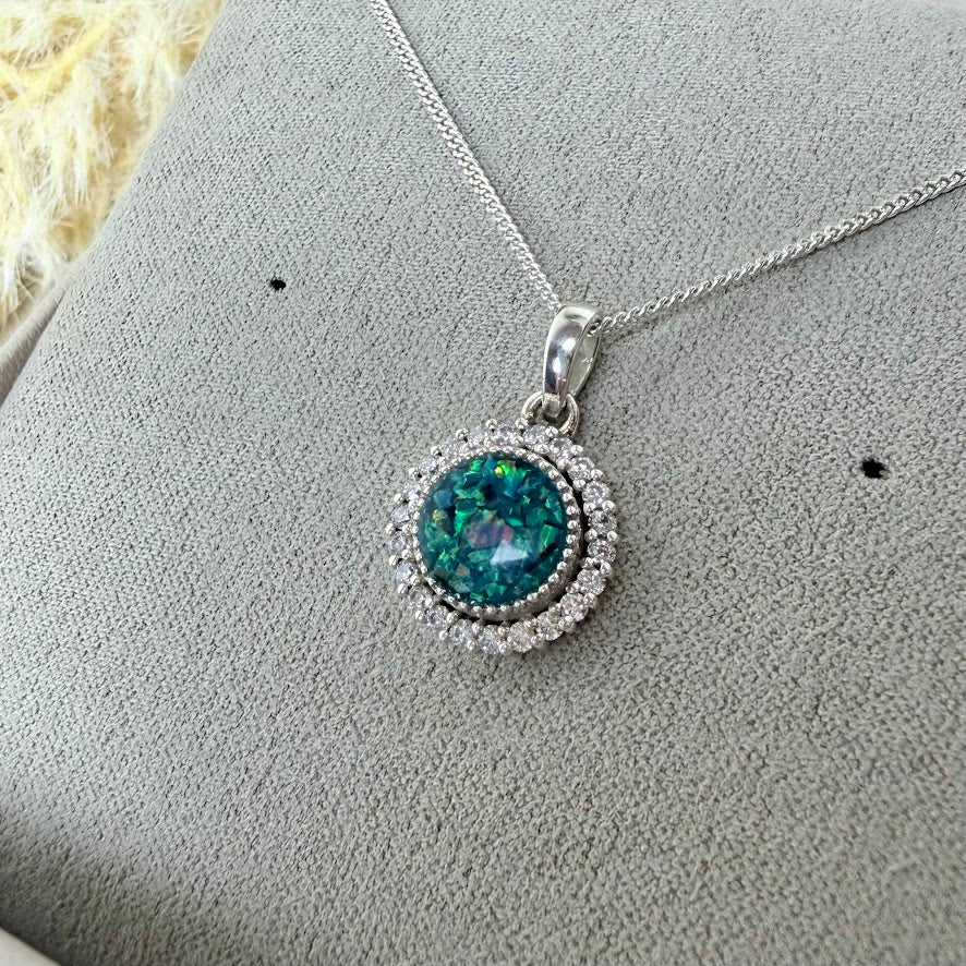 Sterling Silver Crystal Halo Memorial Pendant
