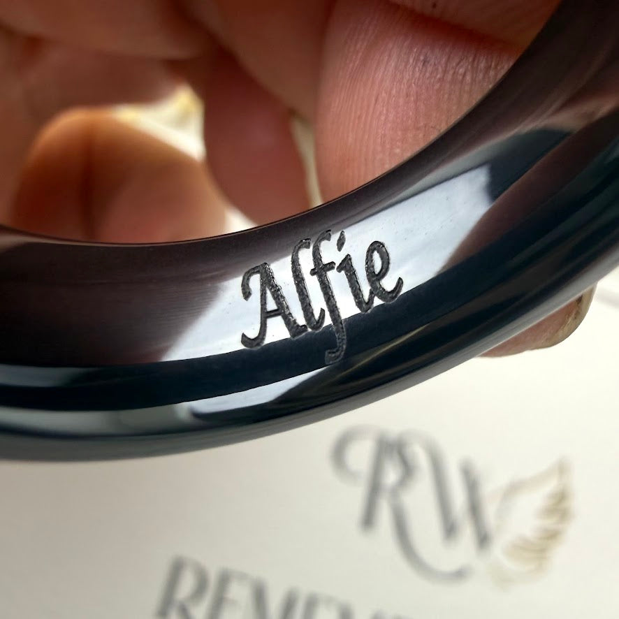 Black Ceramic 8mm Channel Memorial Ring
