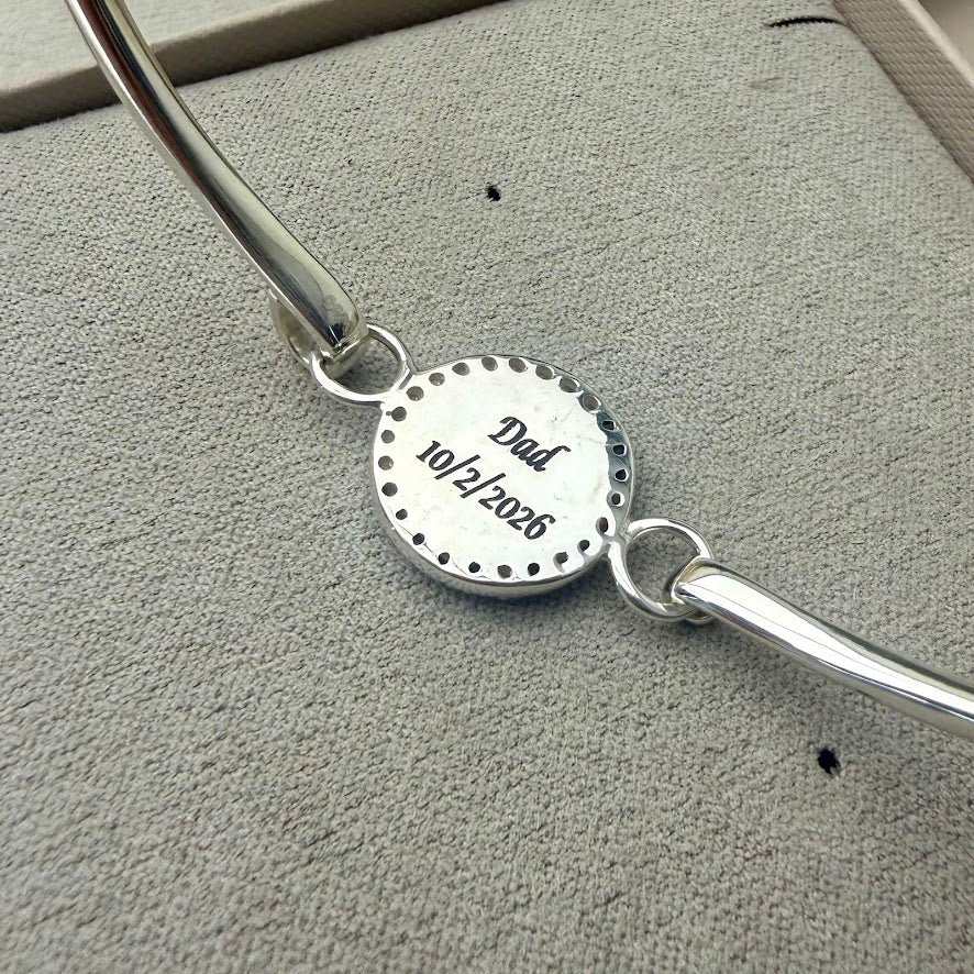 Sterling Silver Halo Memorial Bangle