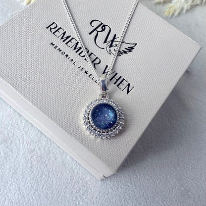 Sterling Silver Crystal Halo Memorial Pendant