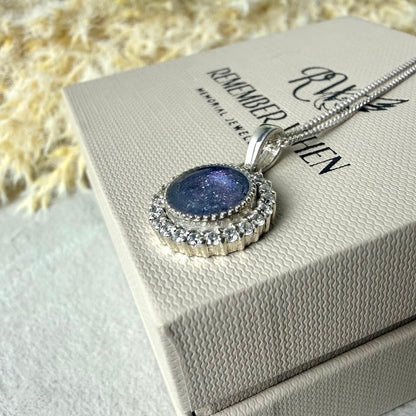 Sterling Silver Crystal Halo Memorial Pendant
