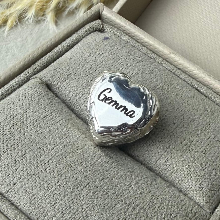 Sterling Silver Angel Wing Heart Memorial Charm