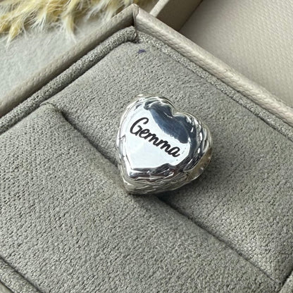 Sterling Silver Angel Wing Heart Memorial Charm