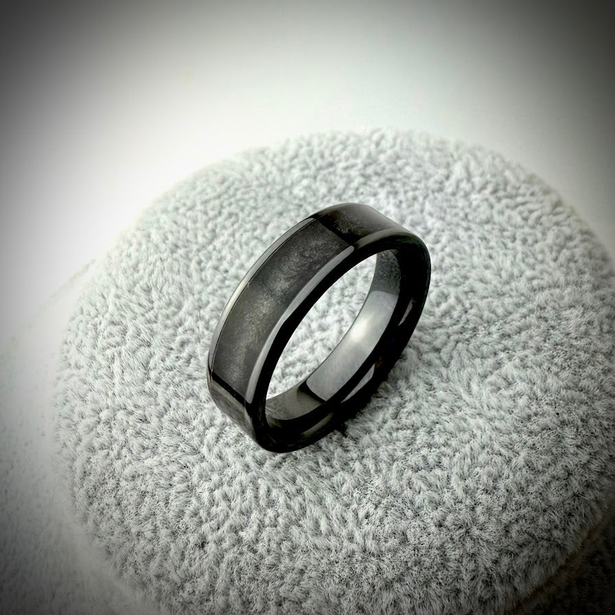 Black Ceramic 6mm Channel Memorial Ring
