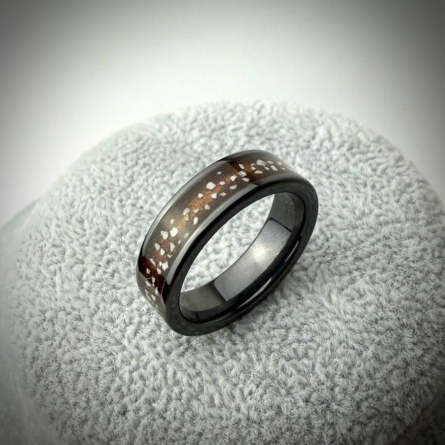Black Ceramic 6mm Channel Memorial Ring
