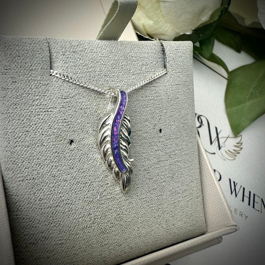 Sterling Silver Feather Memorial Pendant