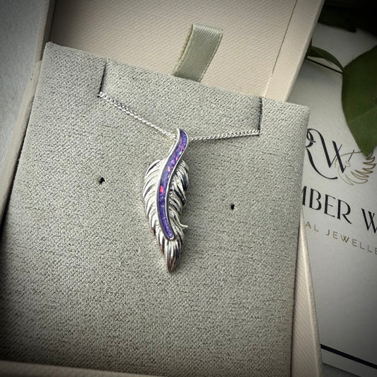 Sterling Silver Feather Memorial Pendant
