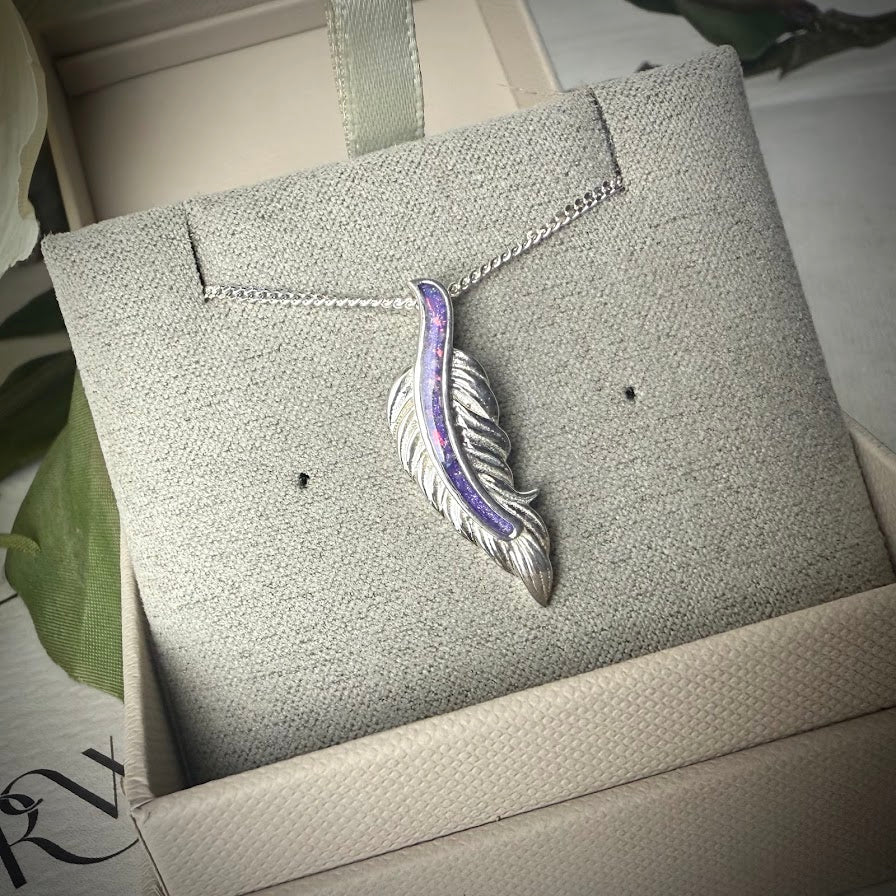 Sterling Silver Feather Memorial Pendant