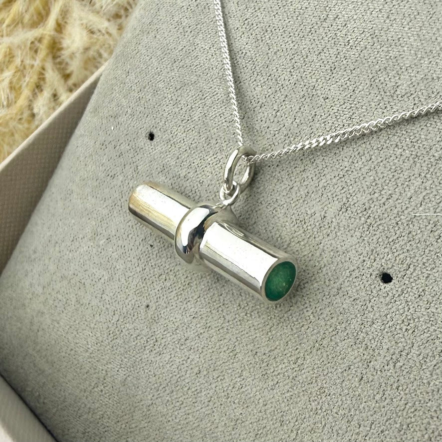 Sterling Silver T-Bar Memorial Pendant