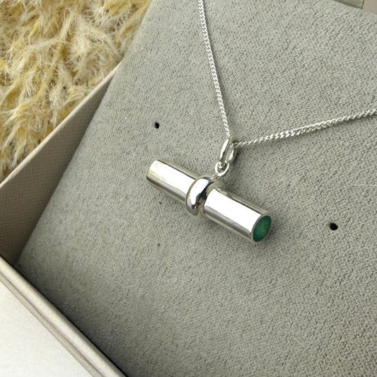 Sterling Silver T-Bar Memorial Pendant
