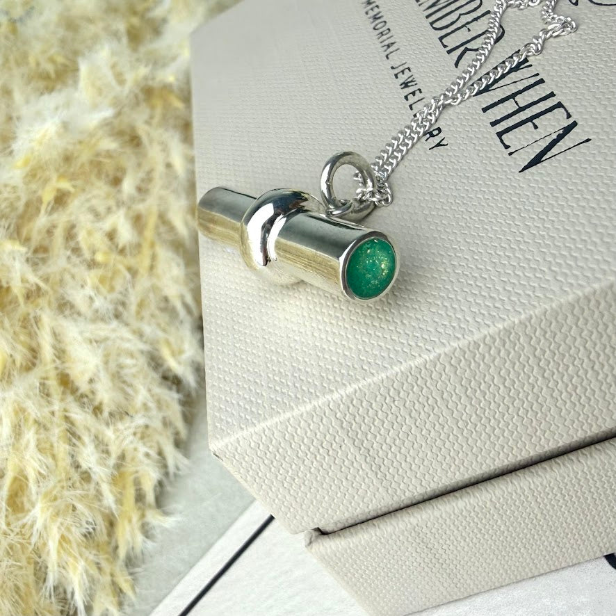 Sterling Silver T-Bar Memorial Pendant