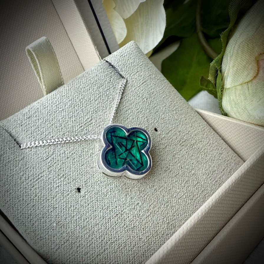Sterling Silver Clover Memorial Pendant