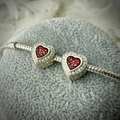 Sterling Silver Crystal Heart Memorial Bracelet Charm