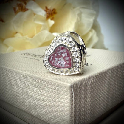 Sterling Silver Crystal Heart Memorial Bracelet Charm