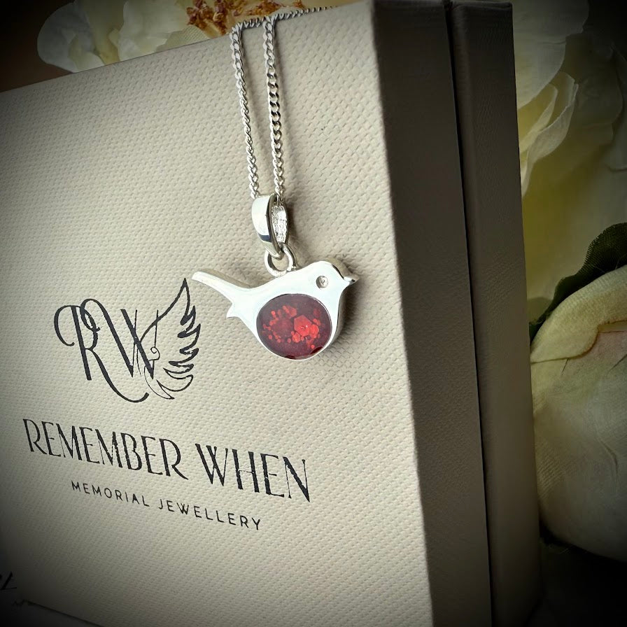 Sterling Silver Robin Memorial Pendant